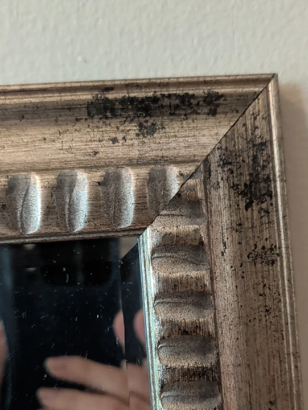 Antique-Style Square Wall Mirror in Distressed Silver